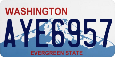WA license plate AYE6957