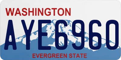 WA license plate AYE6960
