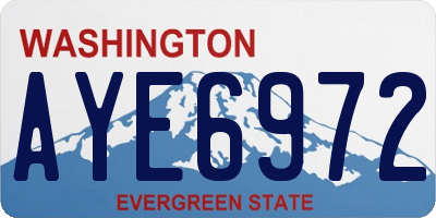 WA license plate AYE6972