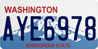 WA license plate AYE6978