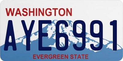 WA license plate AYE6991