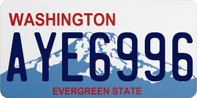 WA license plate AYE6996