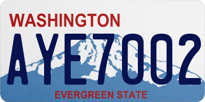 WA license plate AYE7002
