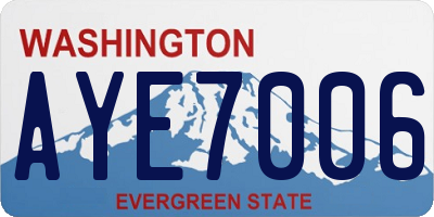 WA license plate AYE7006