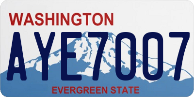 WA license plate AYE7007