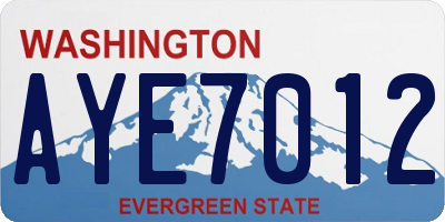 WA license plate AYE7012