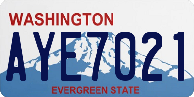 WA license plate AYE7021