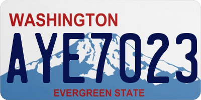 WA license plate AYE7023