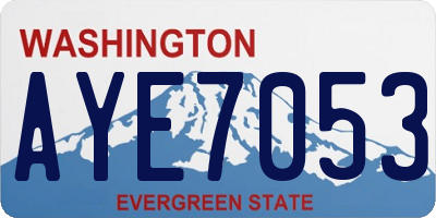 WA license plate AYE7053
