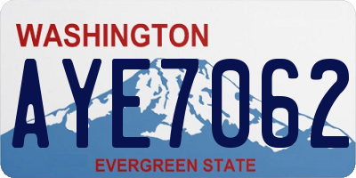 WA license plate AYE7062