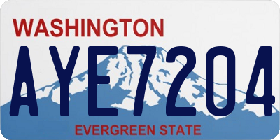 WA license plate AYE7204
