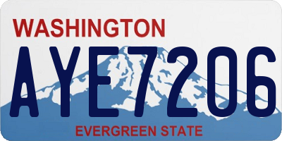 WA license plate AYE7206