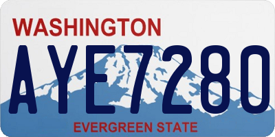 WA license plate AYE7280