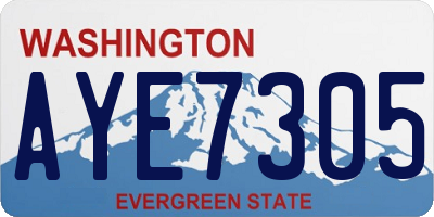 WA license plate AYE7305