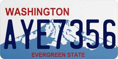 WA license plate AYE7356