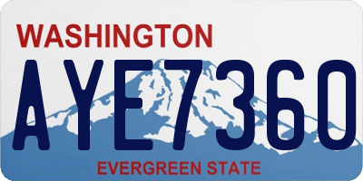 WA license plate AYE7360