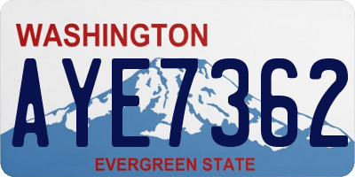 WA license plate AYE7362