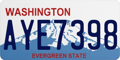 WA license plate AYE7398