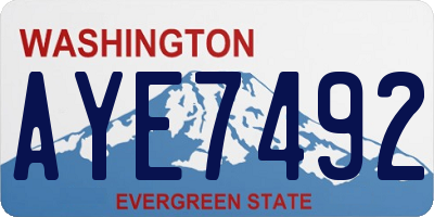 WA license plate AYE7492