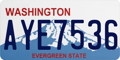 WA license plate AYE7536