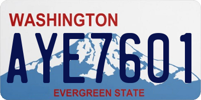 WA license plate AYE7601