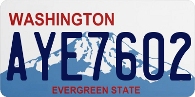 WA license plate AYE7602