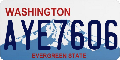 WA license plate AYE7606