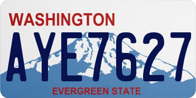 WA license plate AYE7627