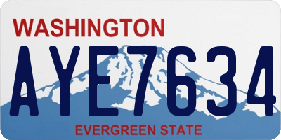 WA license plate AYE7634