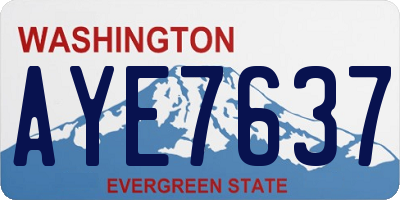 WA license plate AYE7637