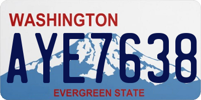 WA license plate AYE7638