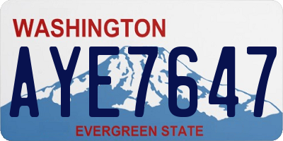WA license plate AYE7647