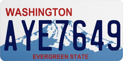 WA license plate AYE7649