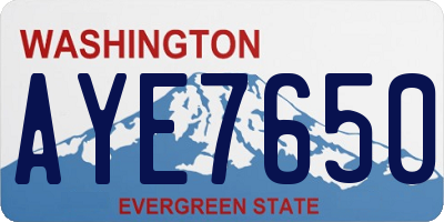 WA license plate AYE7650