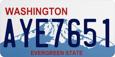 WA license plate AYE7651