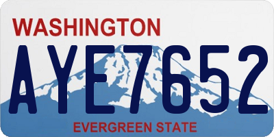 WA license plate AYE7652