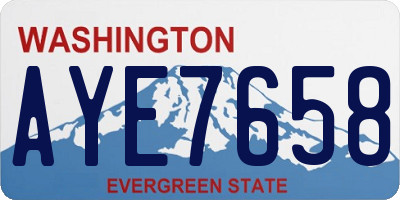WA license plate AYE7658