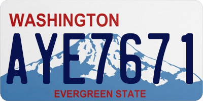 WA license plate AYE7671