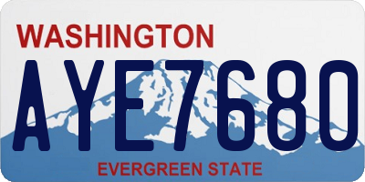 WA license plate AYE7680