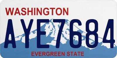 WA license plate AYE7684