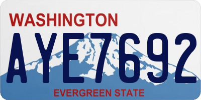 WA license plate AYE7692