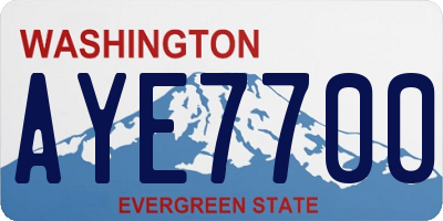 WA license plate AYE7700