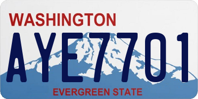 WA license plate AYE7701
