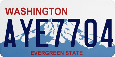 WA license plate AYE7704