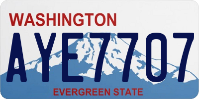 WA license plate AYE7707