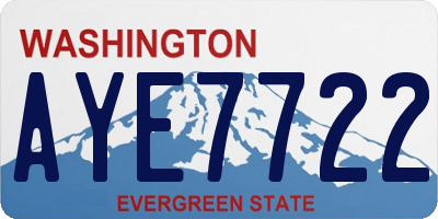 WA license plate AYE7722