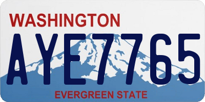 WA license plate AYE7765