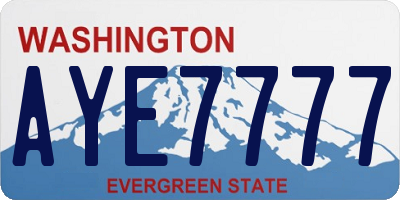 WA license plate AYE7777
