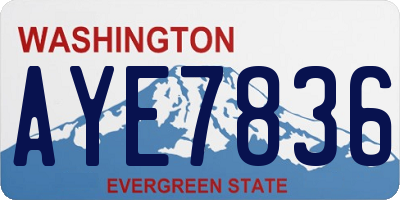 WA license plate AYE7836
