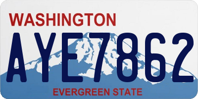 WA license plate AYE7862